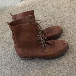 Brown combat boots